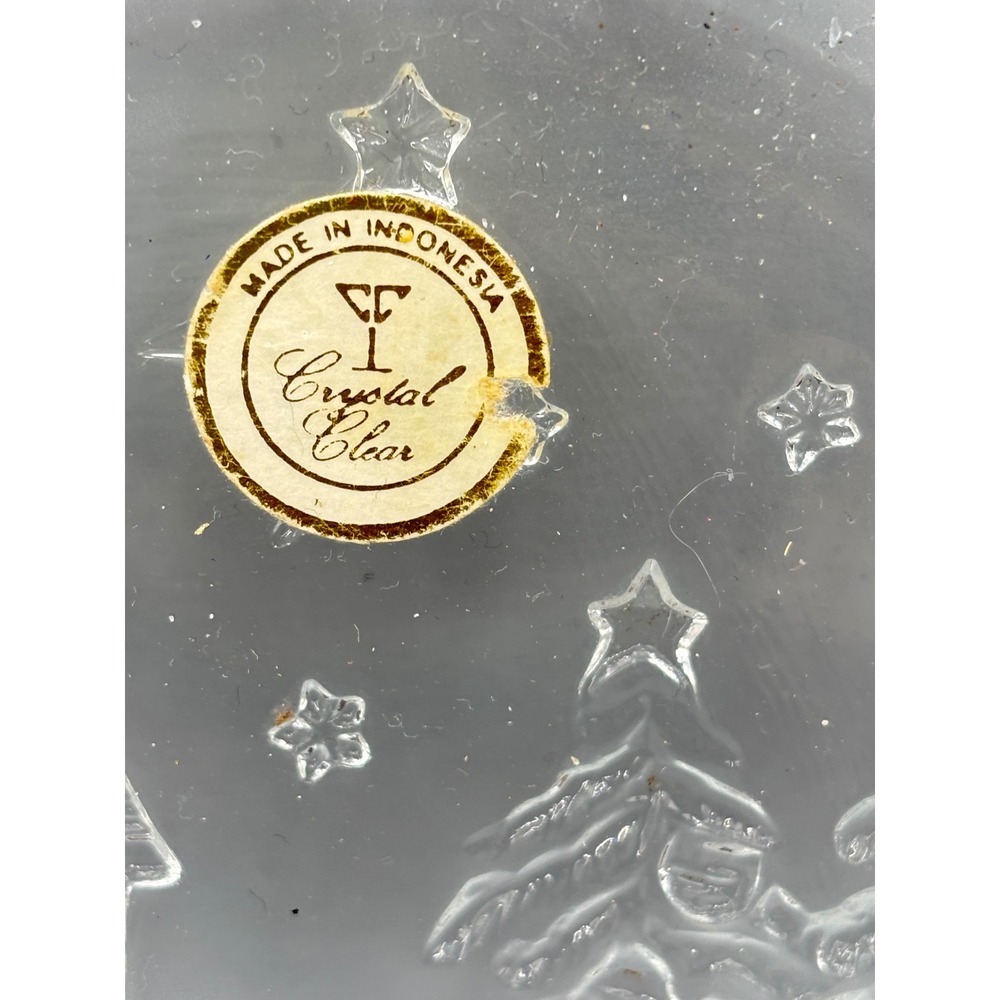 Crystal Clear Glass Bell Christmas Tray Church Tree Embossed Winter Decor 7.25in - Picture 3 of 6